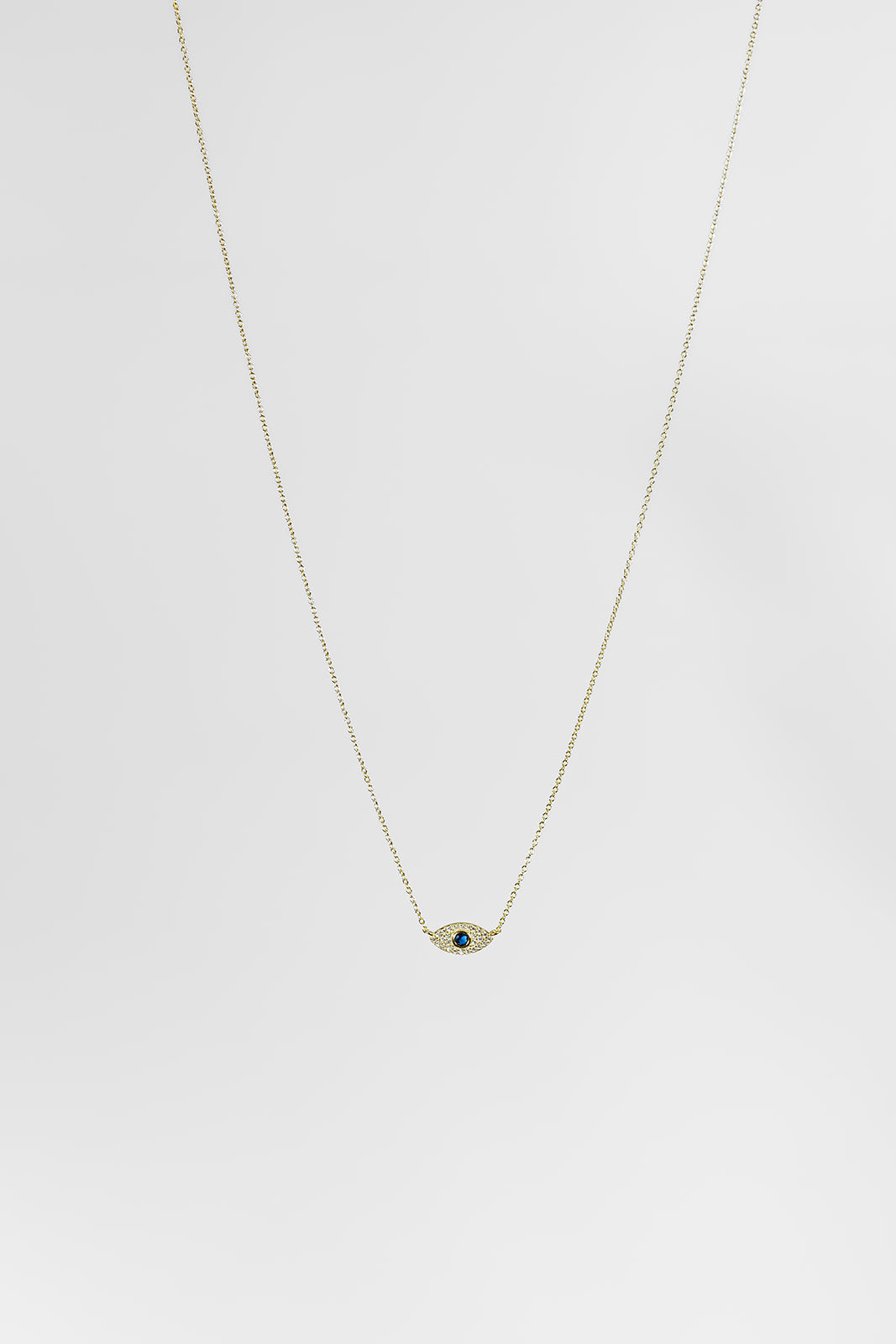 Golden Evil Eye Charm Necklace (925 Sterling Silver)