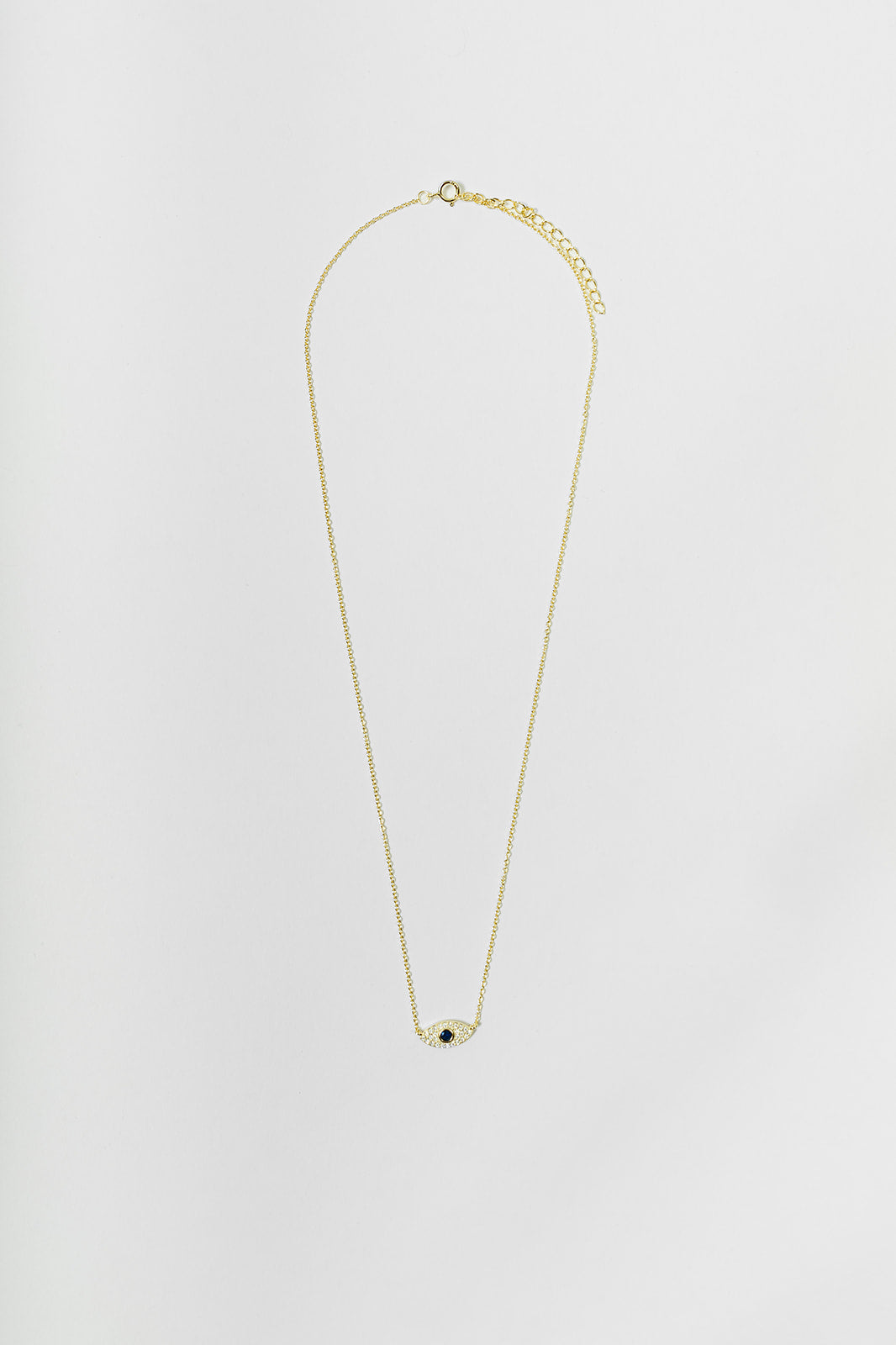 Golden Evil Eye Charm Necklace (925 Sterling Silver)