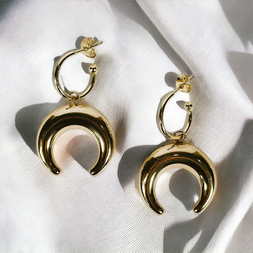 Crescent Horn Huggie Hoops