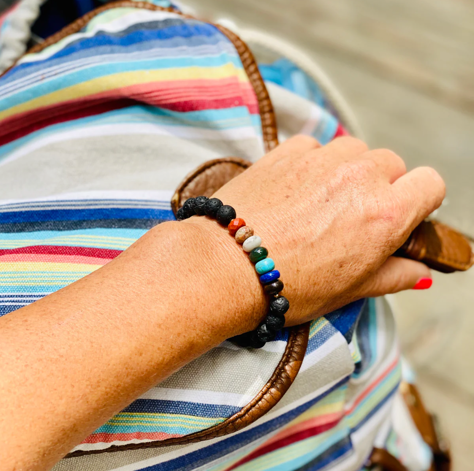 Lava Stone Chakra Bracelet