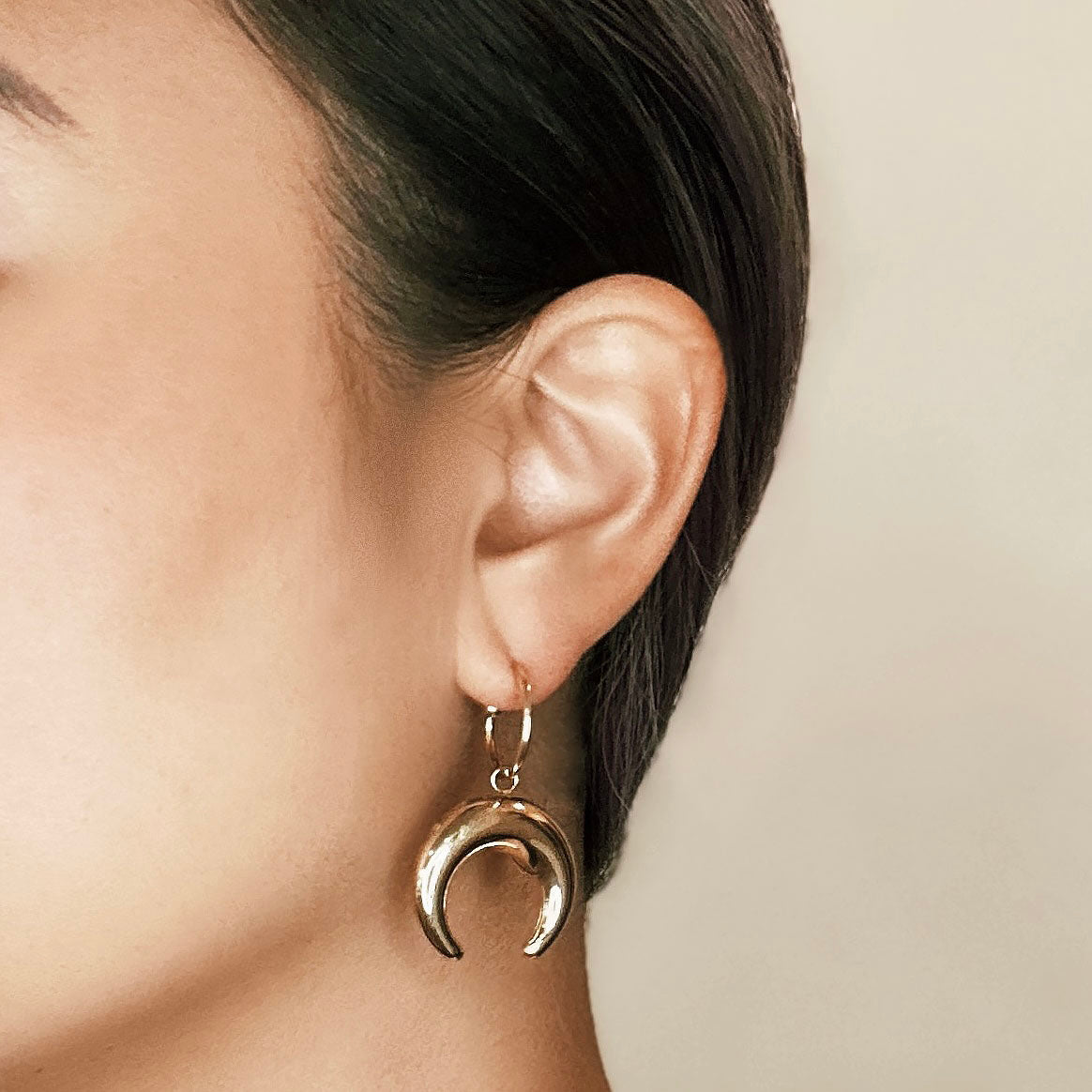 Crescent Horn Huggie Hoops