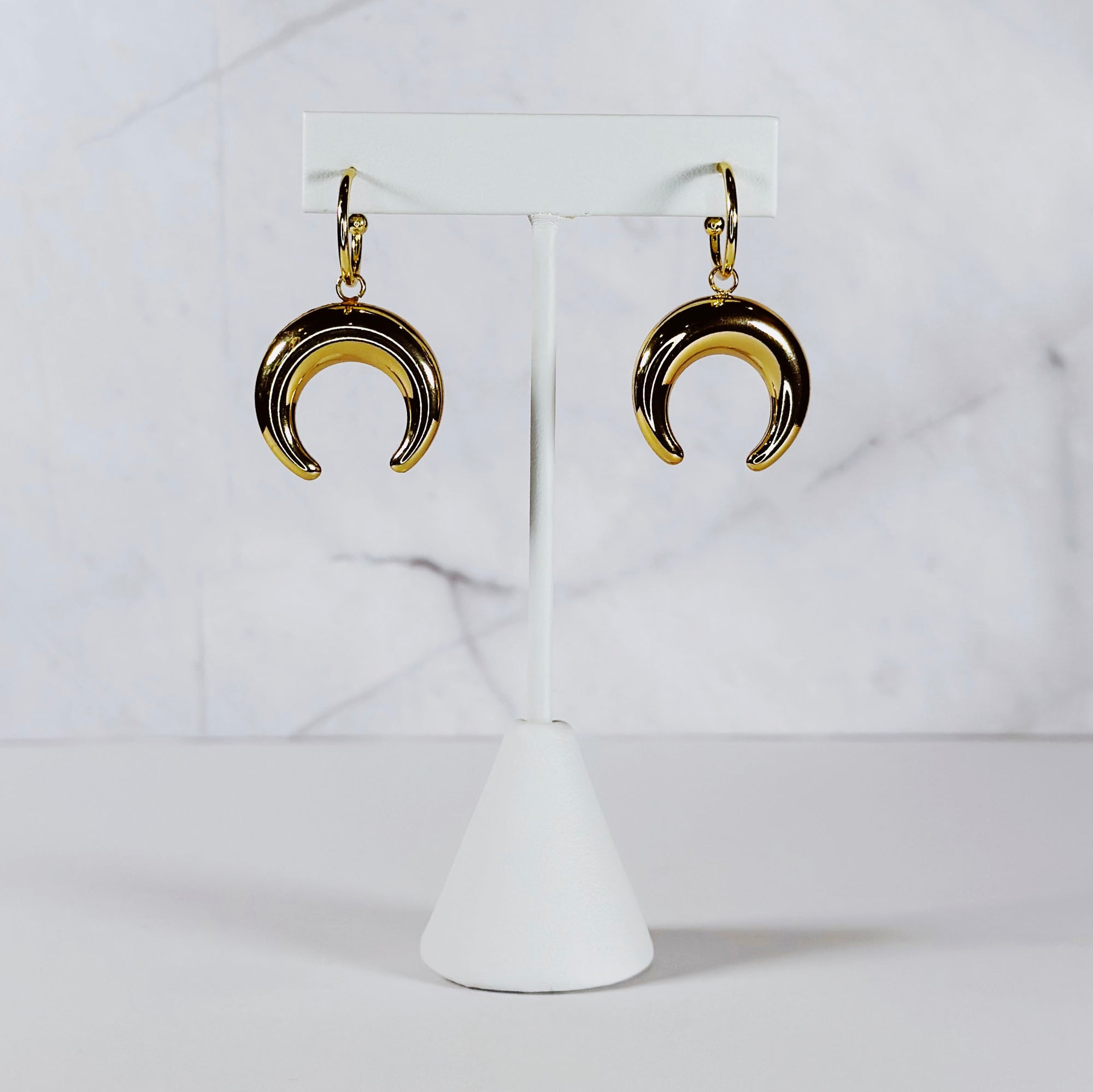 Crescent Horn Huggie Hoops