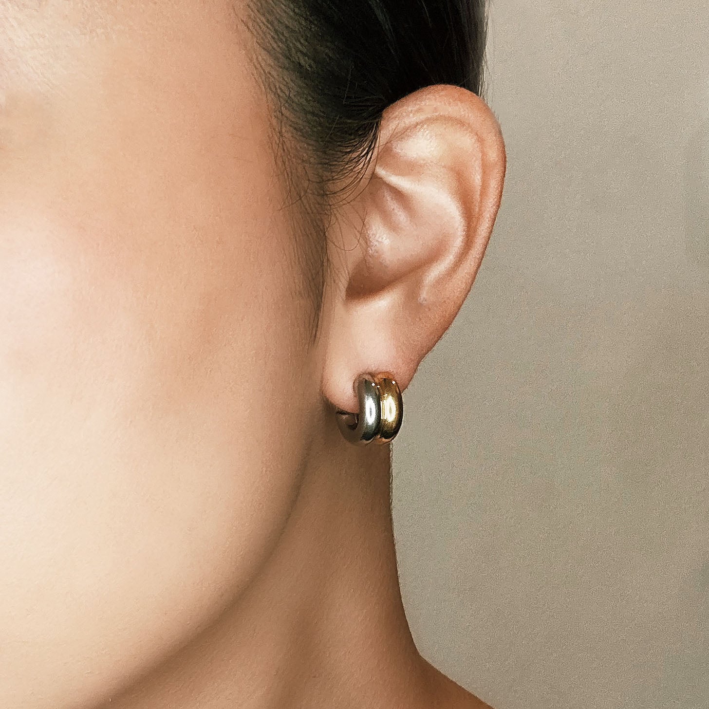 Nova Two Tone Huggie Hoops