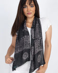 Handmade Om Yoga Prayer Shawl/Scarf - Black
