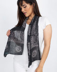 Handmade Om Yoga Prayer Shawl/Scarf - Black