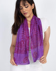 Handmade Om Yoga Prayer Shawl/Scarf - Purple