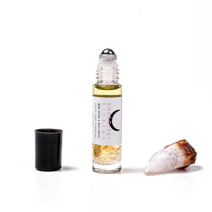 Energize + Citrine Gem Juice Rollerball from love by luna - tumbled citrine, ginger, bergamot, black pepper, blood orange