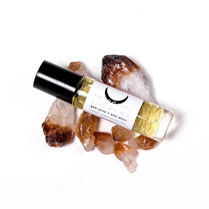 Energize + Citrine Gem Juice Rollerball from love by luna - tumbled citrine, ginger, bergamot, black pepper, blood orange