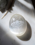 Selenite Palmstone - Luna Moth