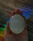Selenite Palmstone - Luna Moth