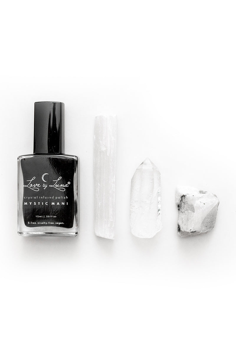 new moon blend Selenite Clear Quartz Moonstone nail polish