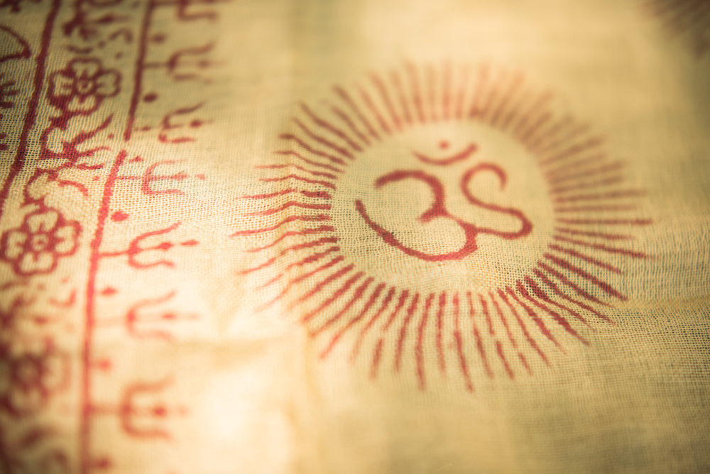 Handmade Om Yoga Prayer Shawl/Scarf - Yellow