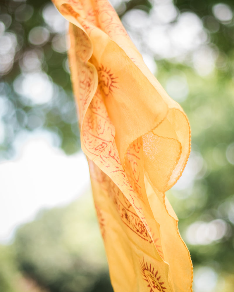 Handmade Om Yoga Prayer Shawl/Scarf - Yellow
