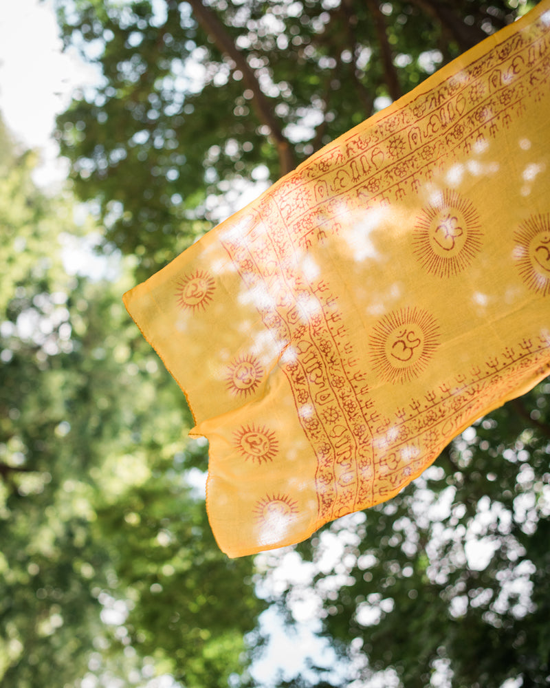 Handmade Om Yoga Prayer Shawl/Scarf - Yellow