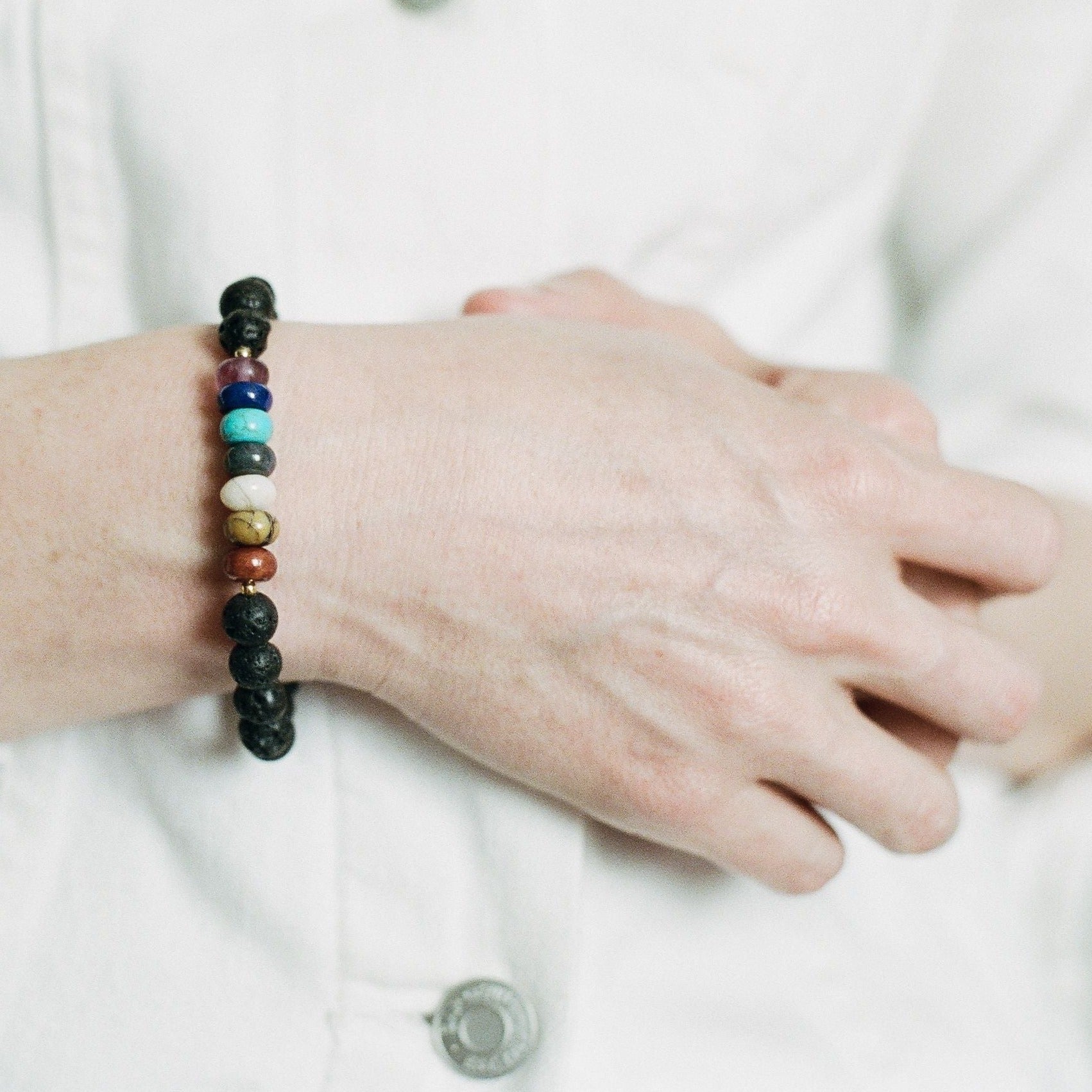 Lava Stone Chakra Bracelet