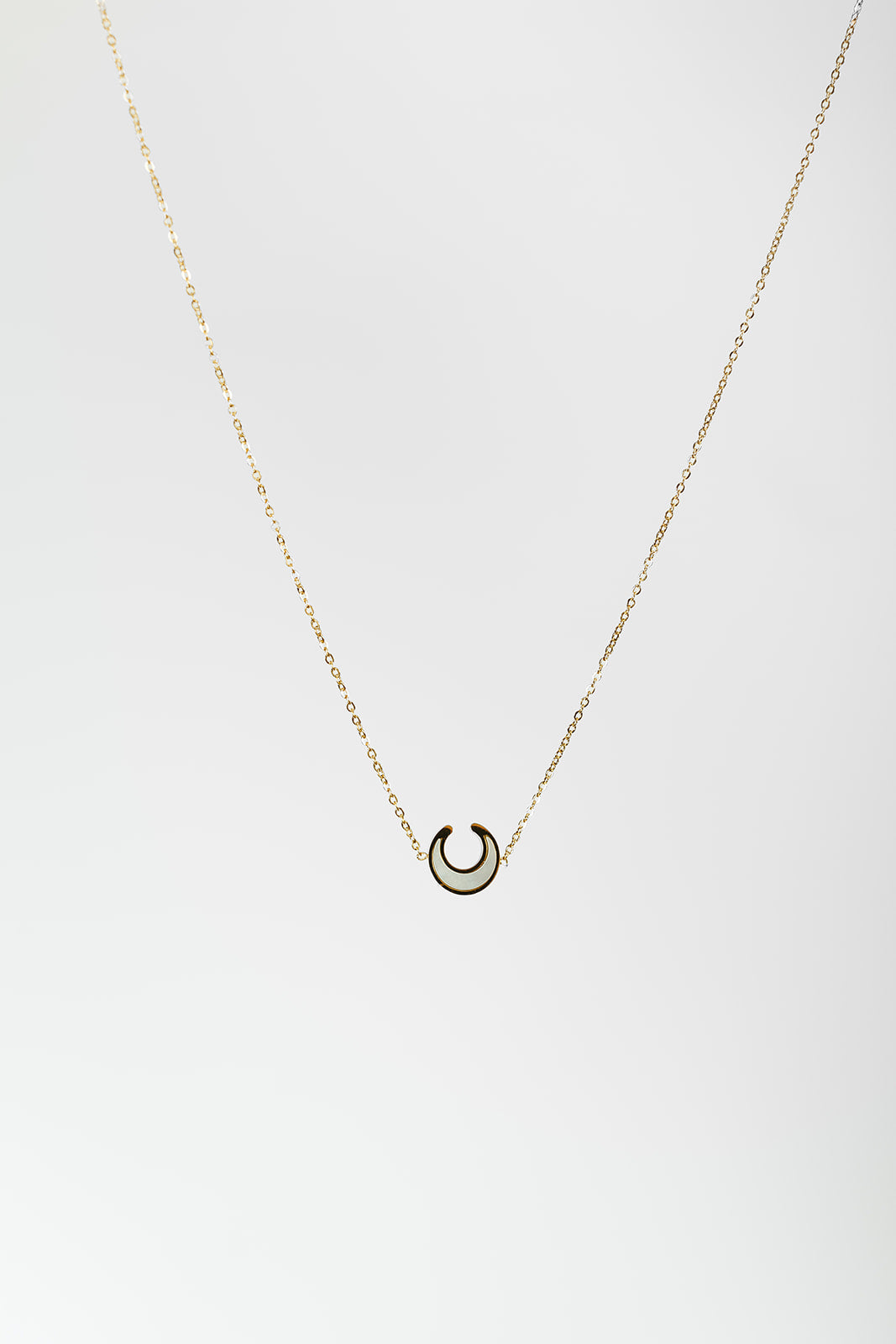 Dainty Abalone Shell Crescent Necklace