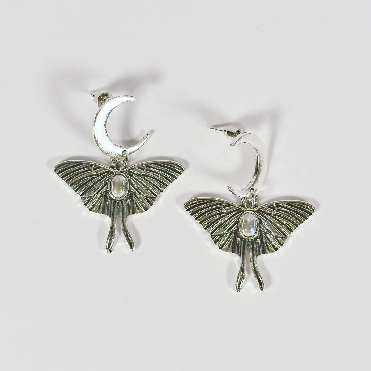Luna Moth Moonstone Earrings-4