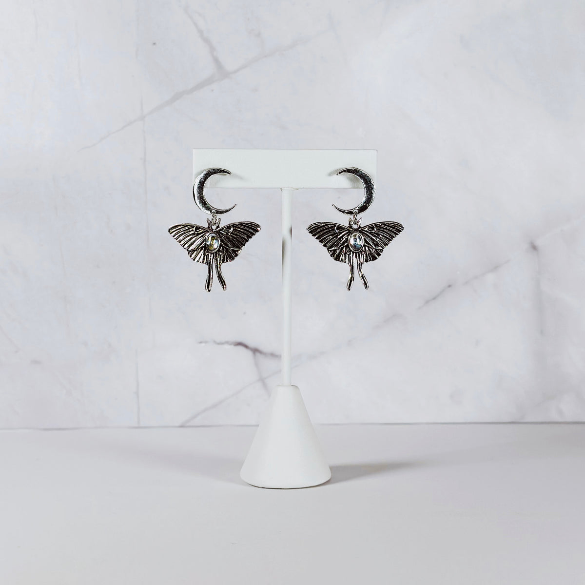 Luna Moth Moonstone Earrings-5