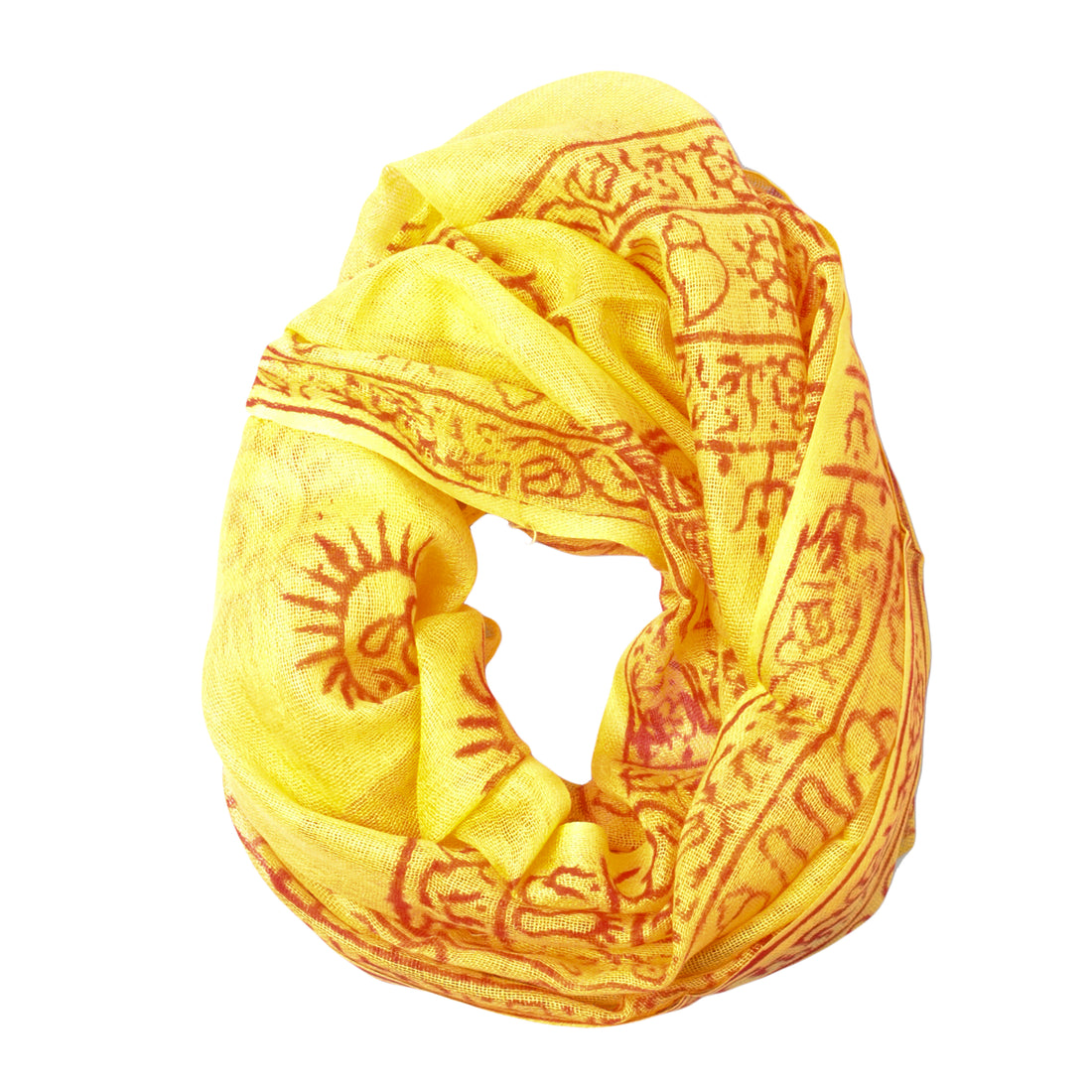 Handmade Om Yoga Prayer Shawl/Scarf - Yellow