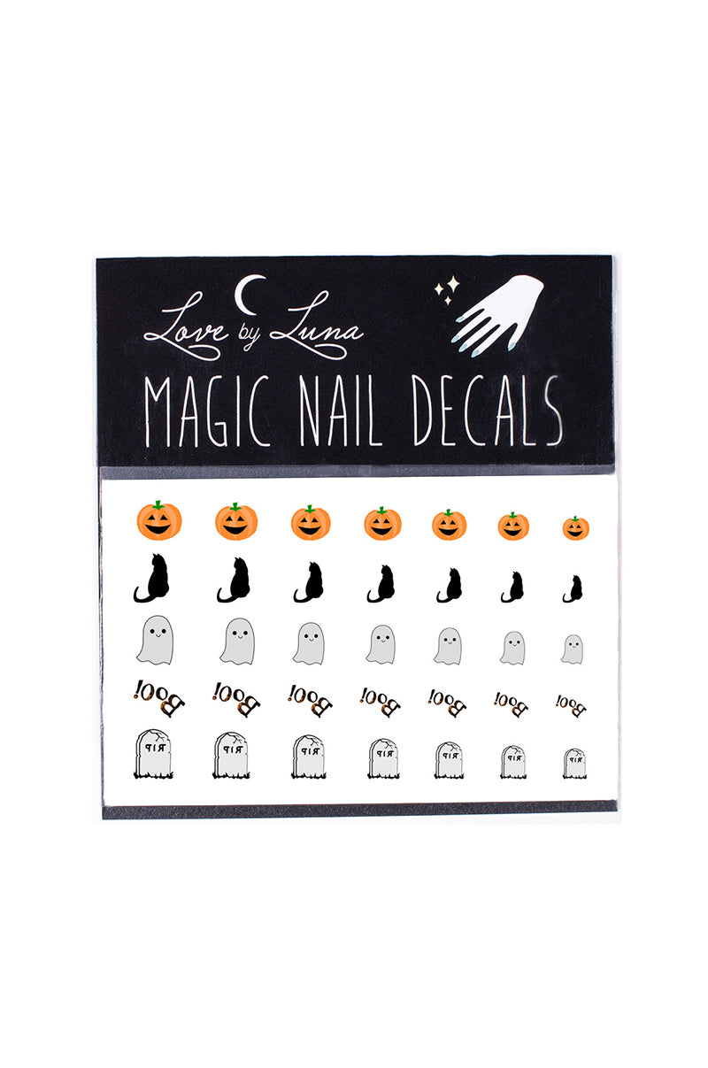 nail decals pumpkin black cat ghost boo gravestone