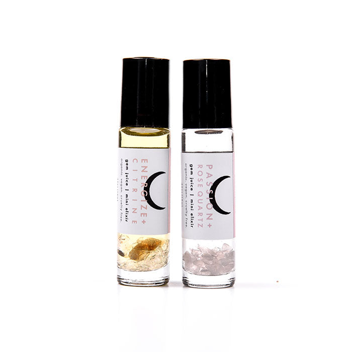 Gem Juice Rollerball Duo from love by luna - energize + citrine &amp; passion + rose quartz