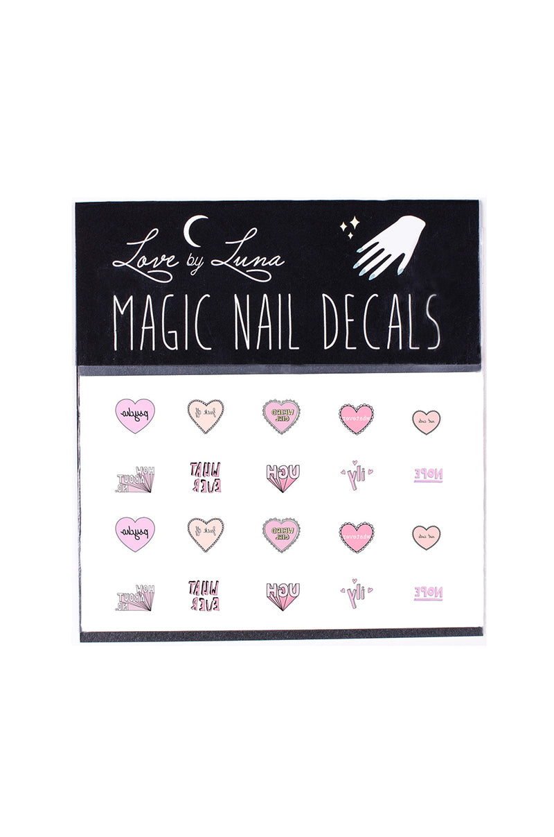 heart nail decals pink girly