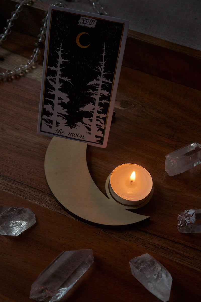Crescent Moon Card and Candle Holder Stand