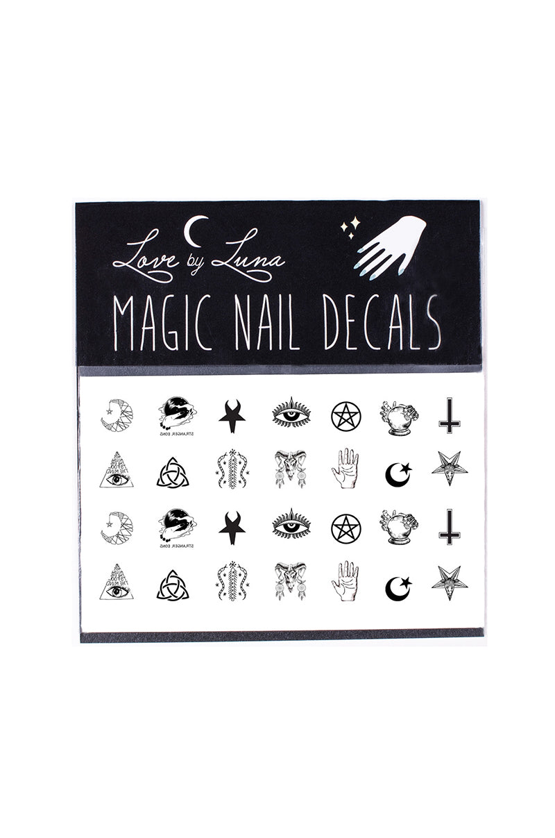 occult symbols nail decals pentagram satan crescent moon 