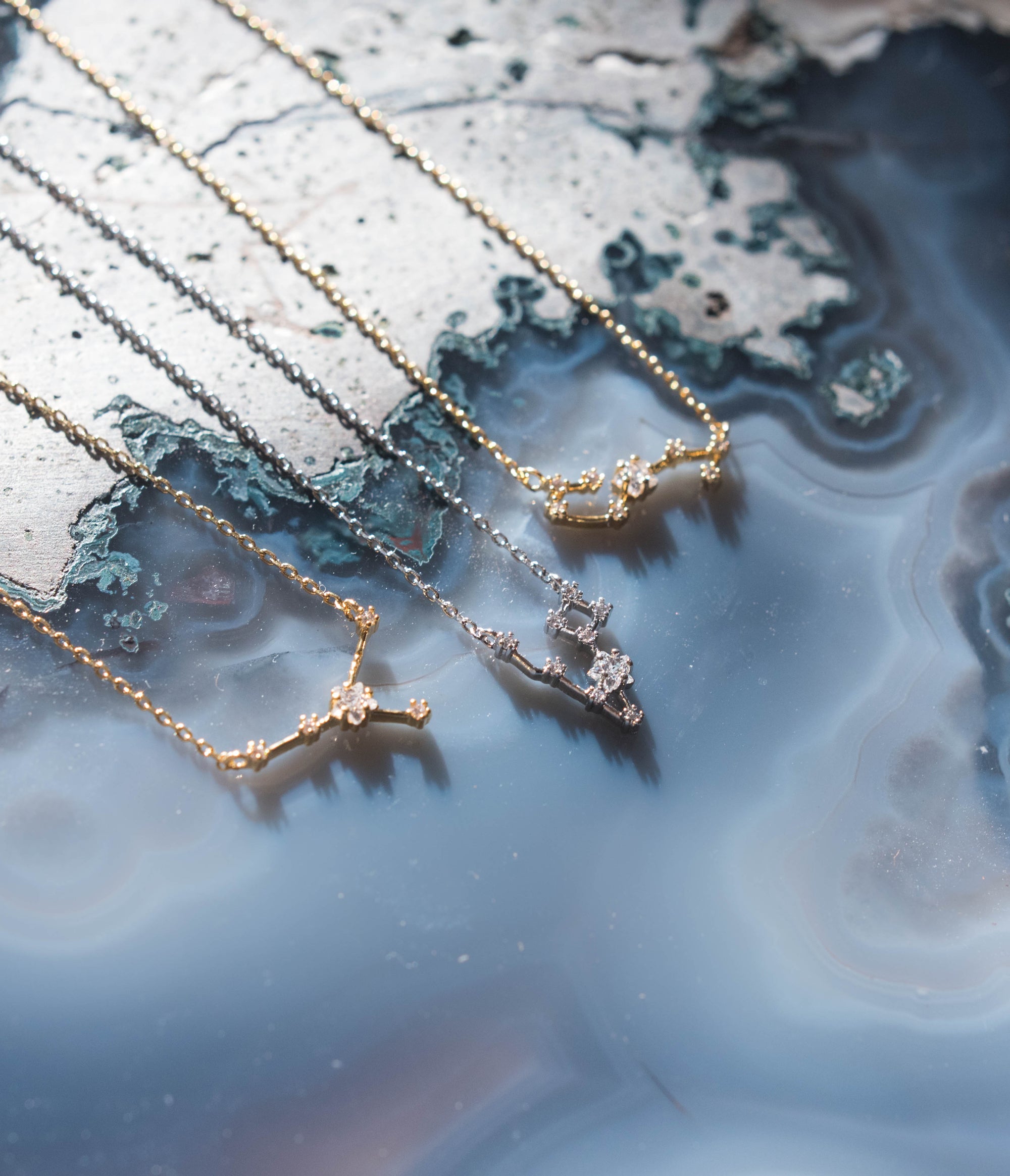 Pisces Constellation Necklace - Gold &amp; Silver (14 Karat Gold / 24 Karat White Gold Dipped Options)